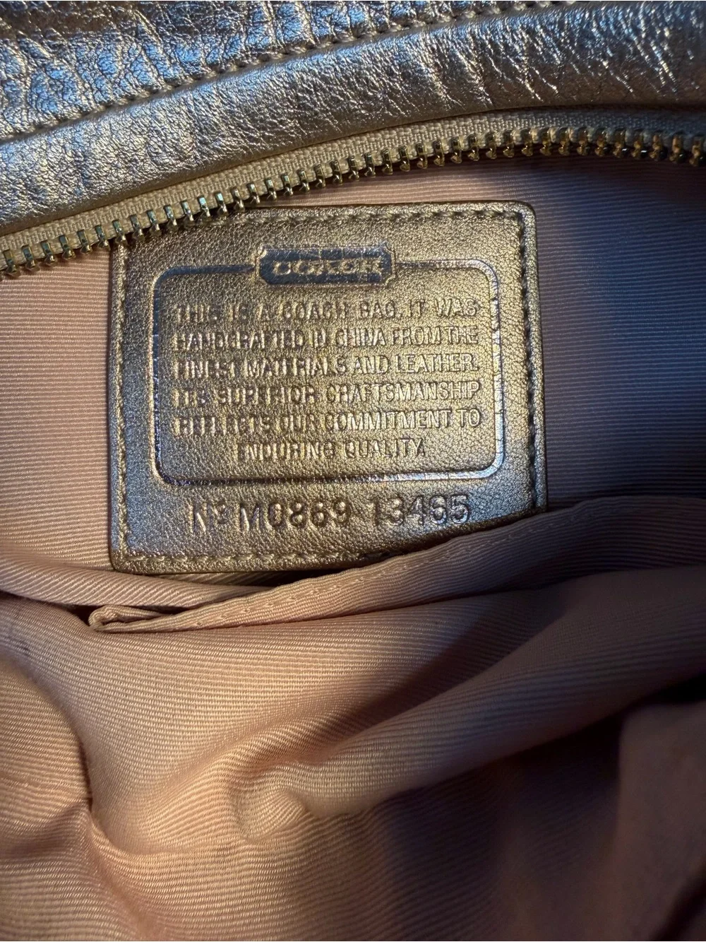 Coach #13465 Metallic Bronze Leather Shoulder Bag - Women